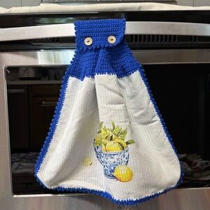 Blue and White Hanging Kitchen Towel